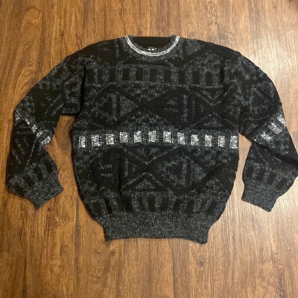 Vintage XSTATX Mens Crewneck Black/White/Gray Cozy Pullover Sweater-Sz XL - Picture 7 of 11